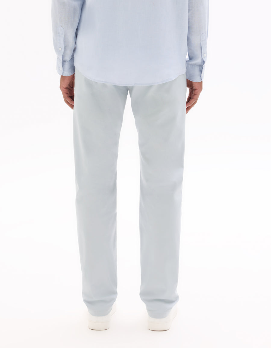 Slim Fit Stretch Cotton Casual Trousers - Light Blue