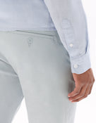 Slim Fit Stretch Cotton Casual Trousers - Light Blue