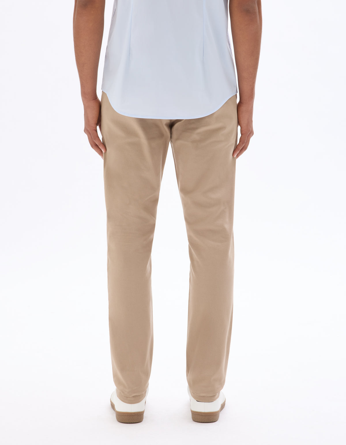 Slim Fit Stretch Cotton Trousers - Beige