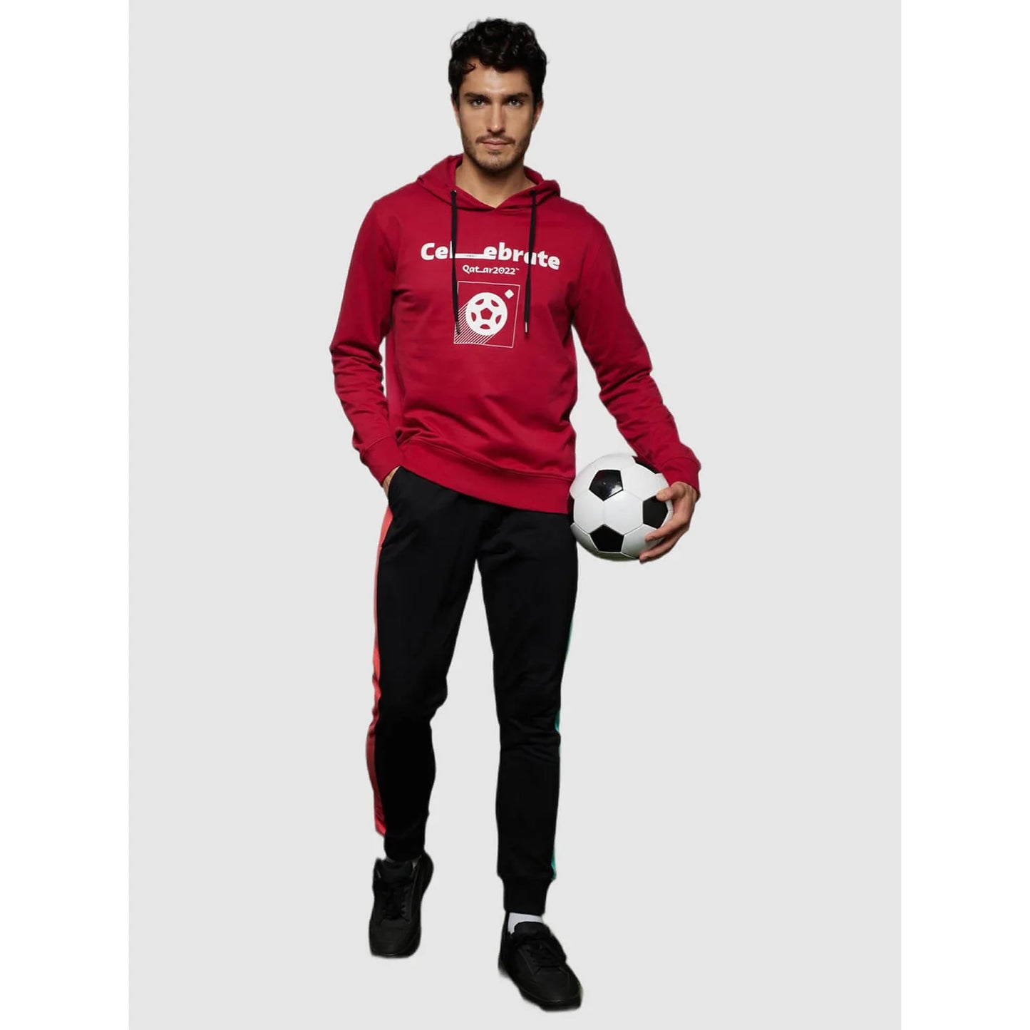 Celio* Fifa Regular Fit Cotton Burgundy Sweatshirt