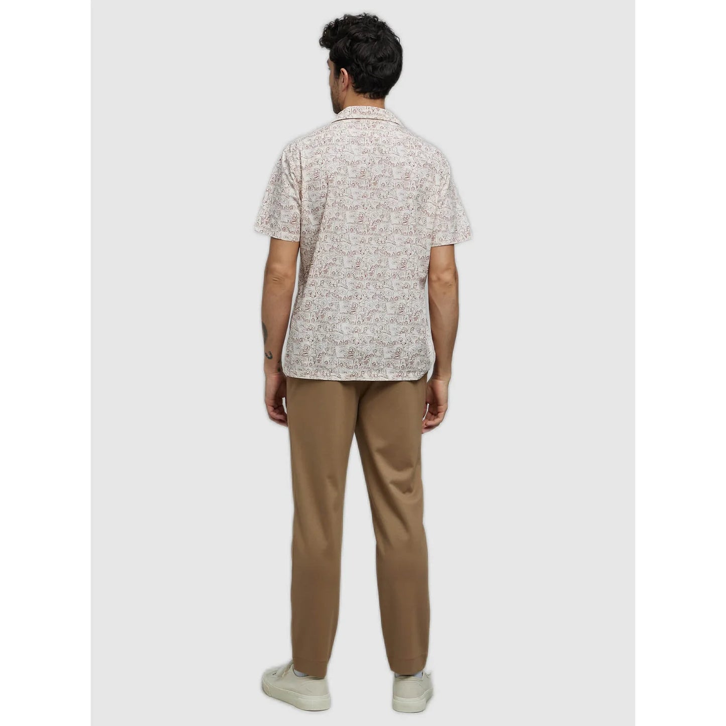 Celio* Garfield Regular Fit Cotton Beige Shirt