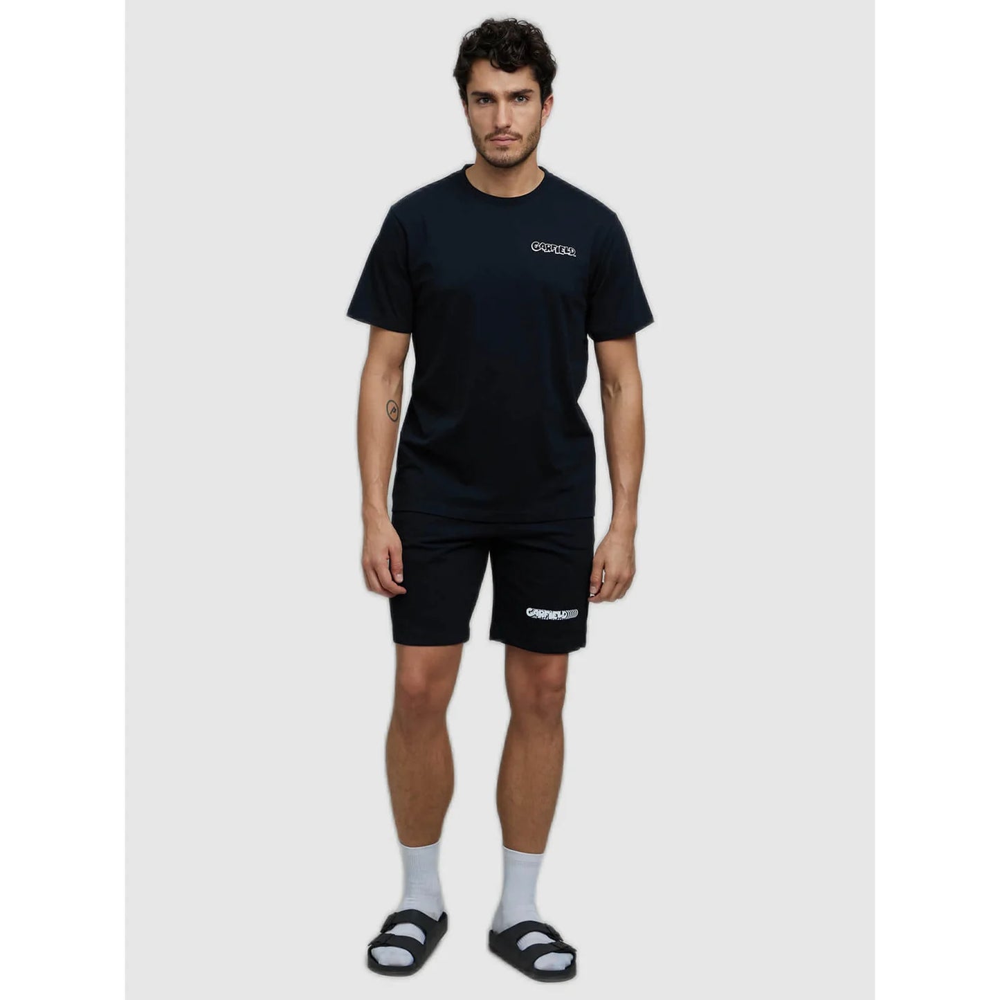 Celio* Garfield Regular Fit Cotton Black T-Shirt