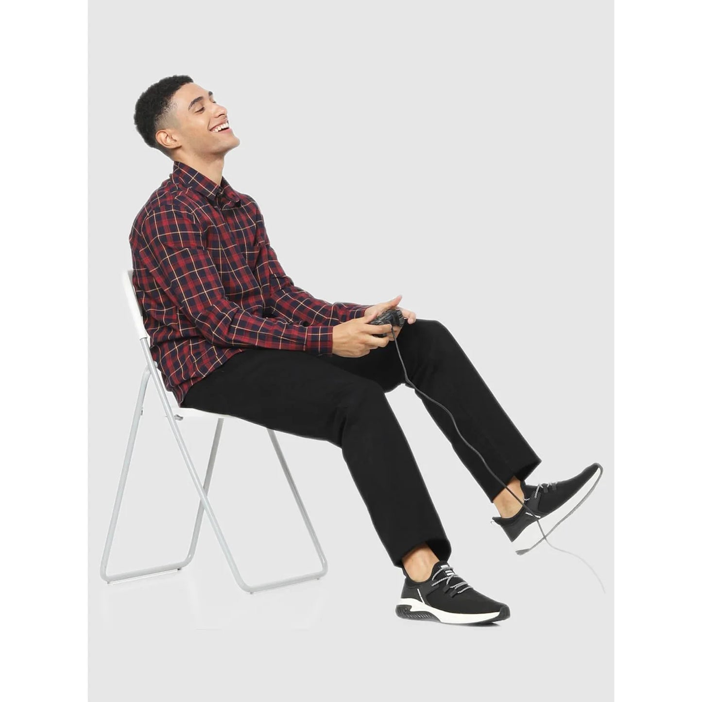 Celio* Checked Regular Fit Cotton-Blend Maroon Shirt