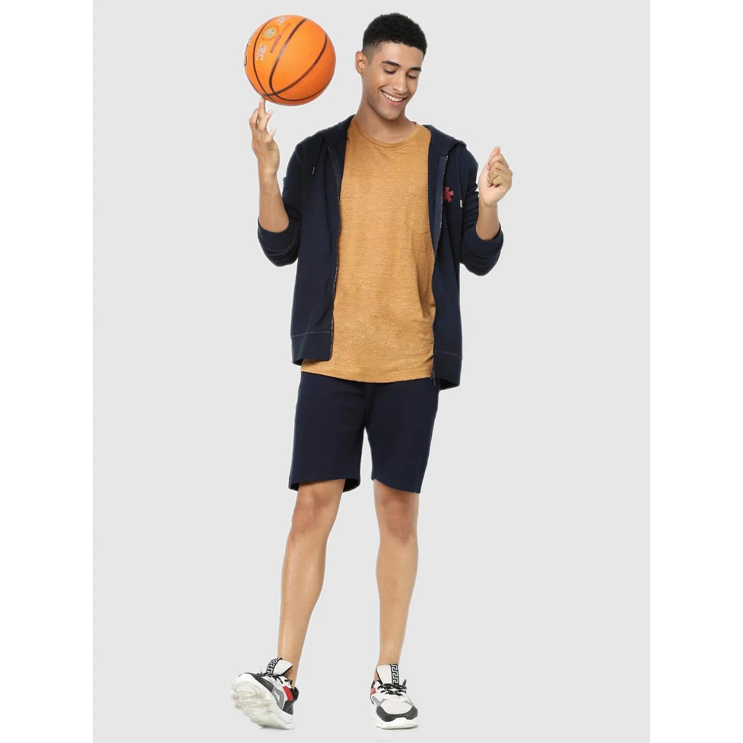 Celio* Solid Regular Fit Linen Brown T-Shirt