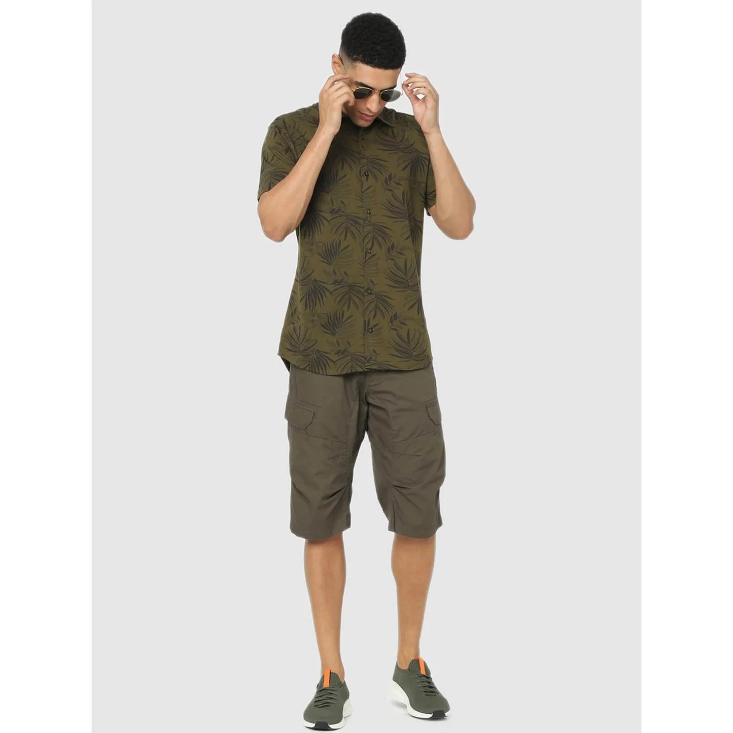 Celio* Tropical Regular Fit Cotton Green Shirt