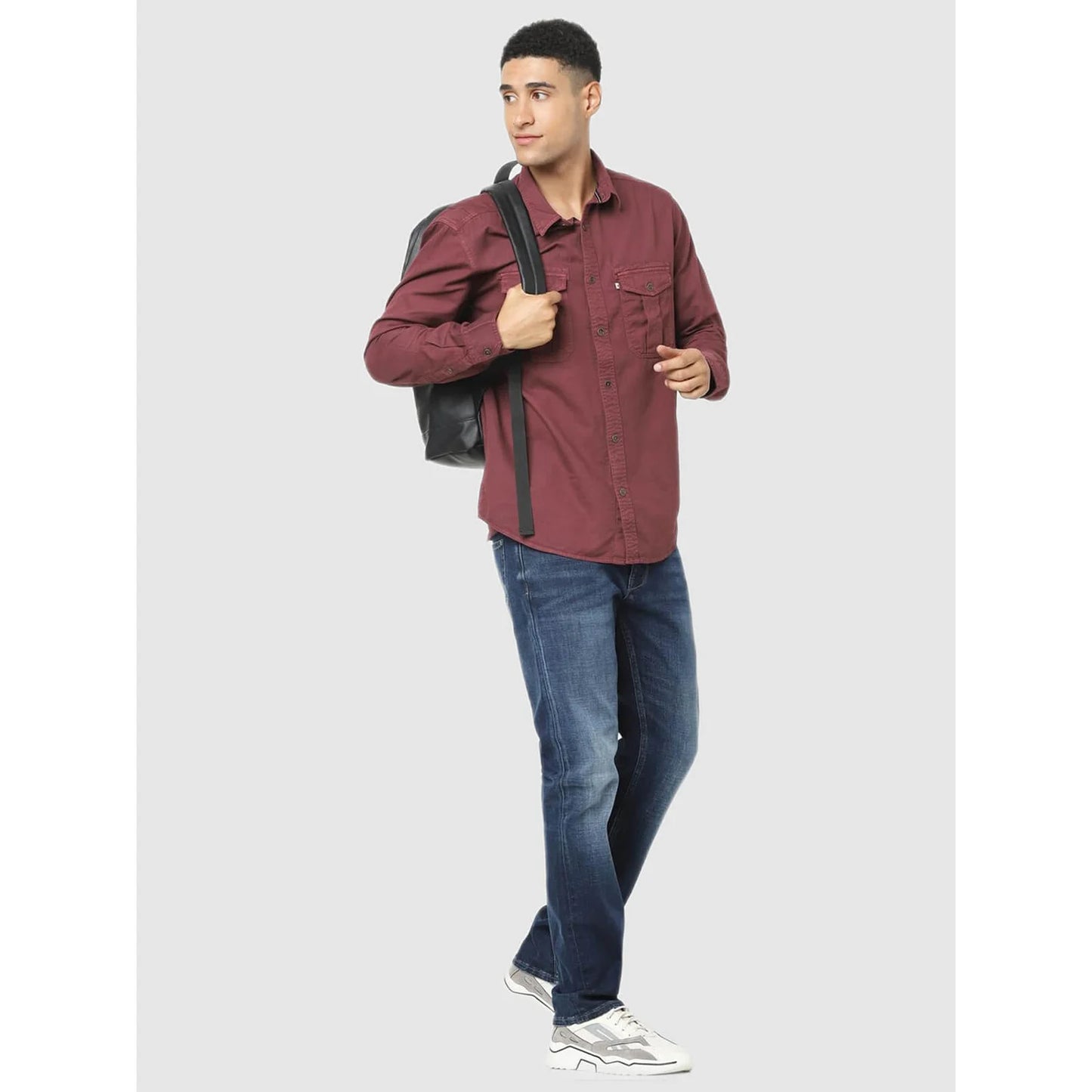Celio* Solid Regular Fit Cotton Maroon Shirt