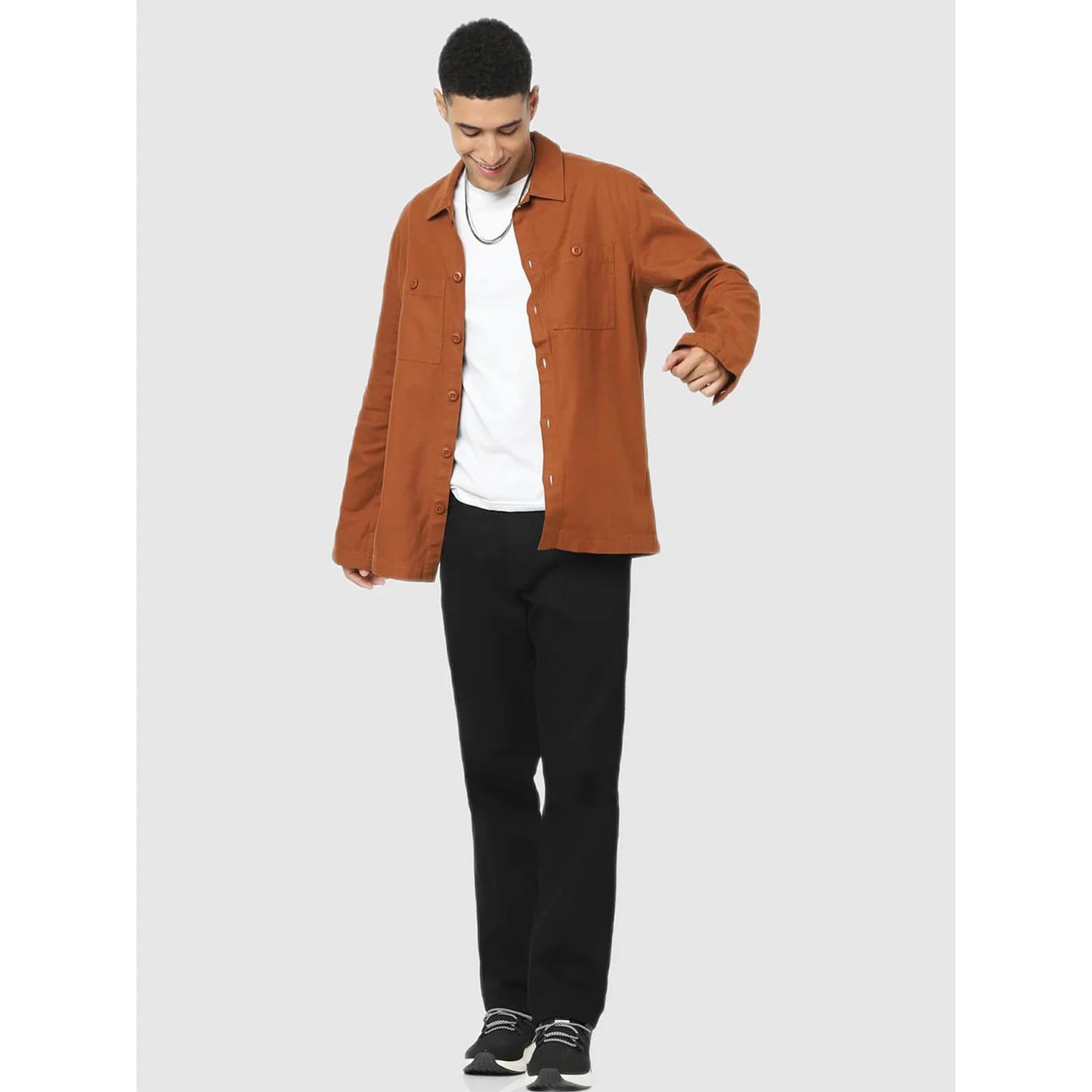 Celio* Solid Regular Fit Cotton Rust Shirt