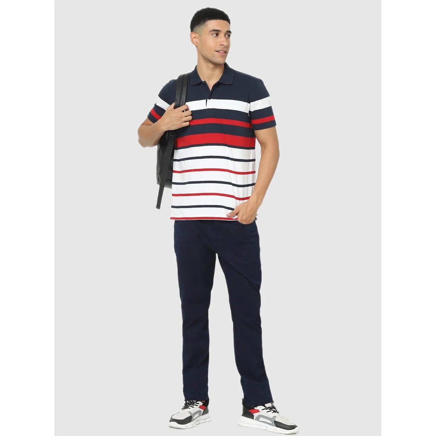 Celio* Striped Regular Fit Cotton Multi T-Shirts