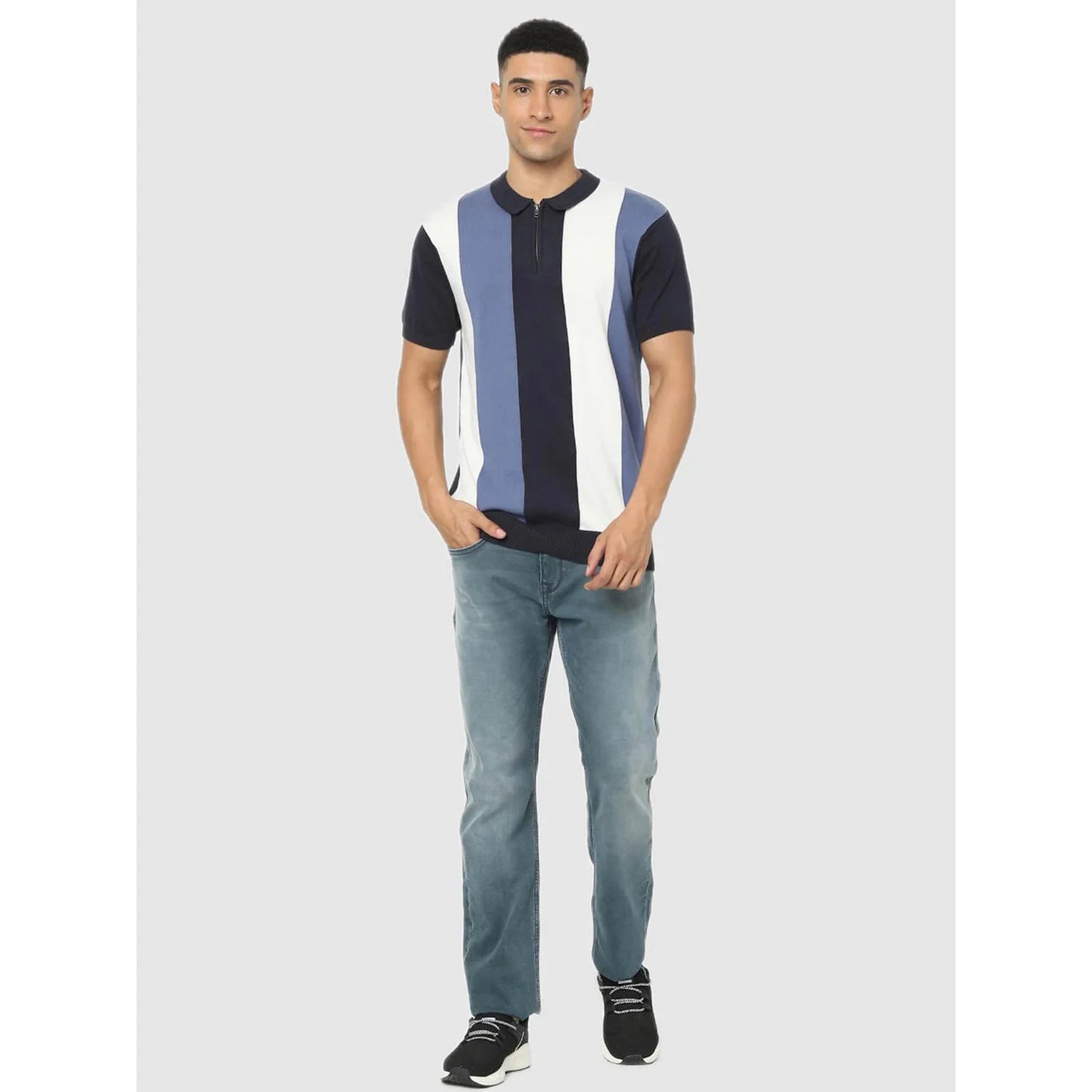 Celio* Colourblock Regular Fit Cotton Multi T-Shirt