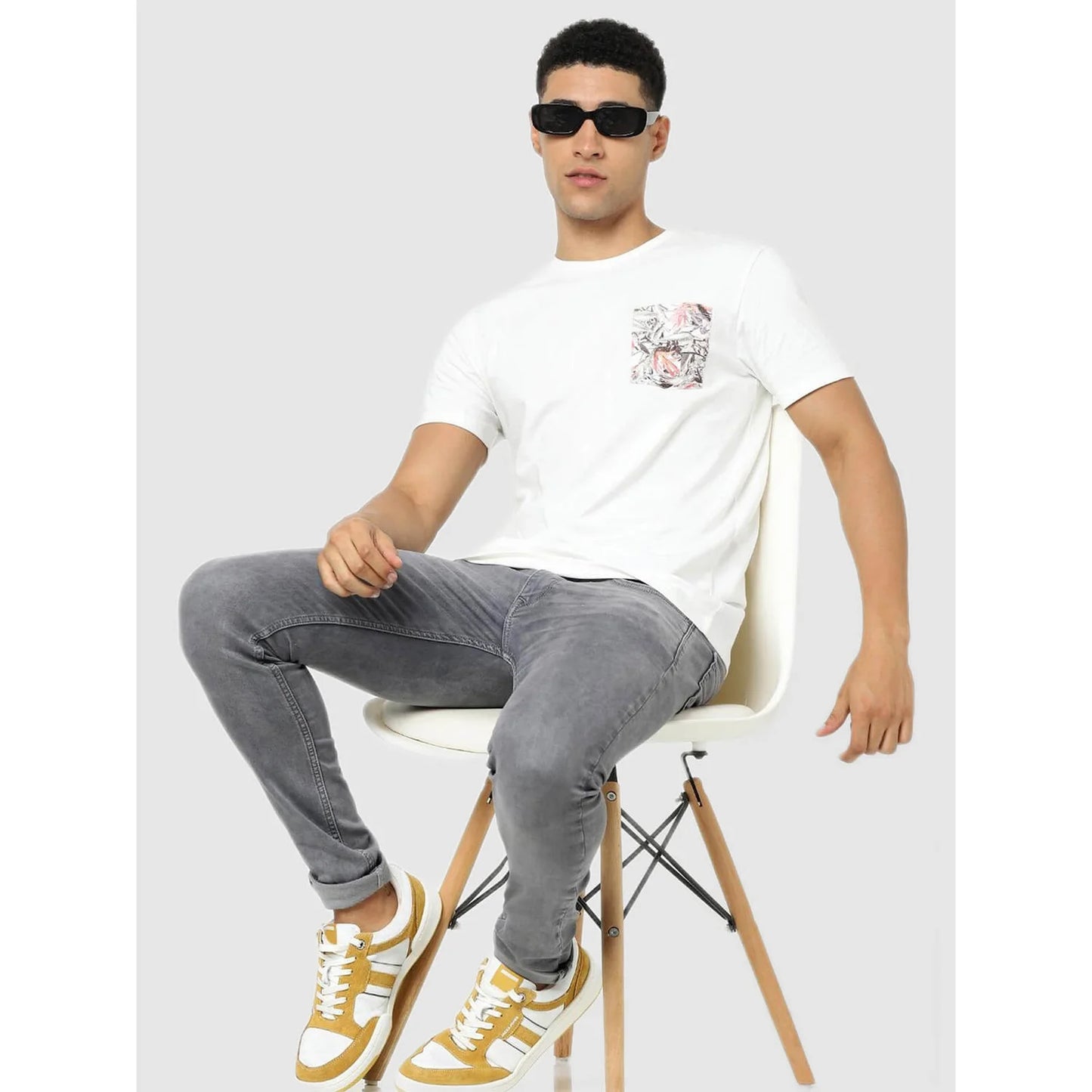 Celio* Solid Regular Fit Cotton White T-Shirt