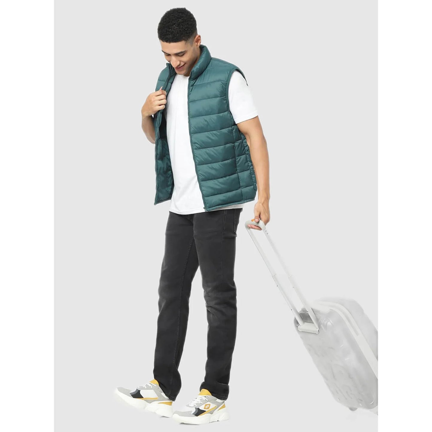 Celio* Solid Regular Fit Polyamide Green Jacket