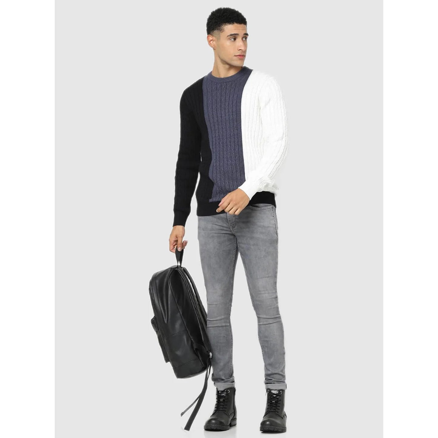 Celio* Colourblock Regular Fit Cotton Multi Sweater