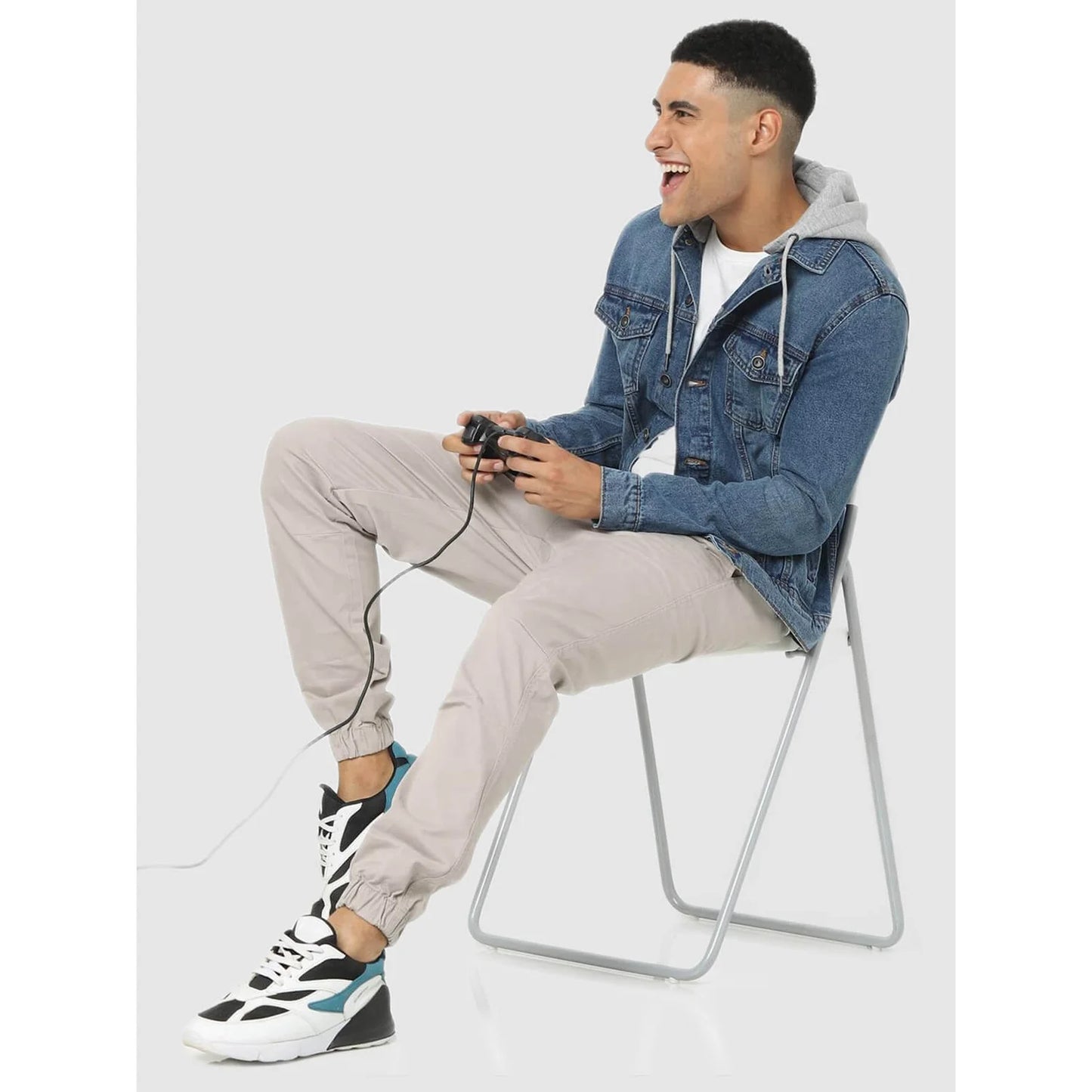 Celio* Solid Regular Fit Cotton Blue Jacket