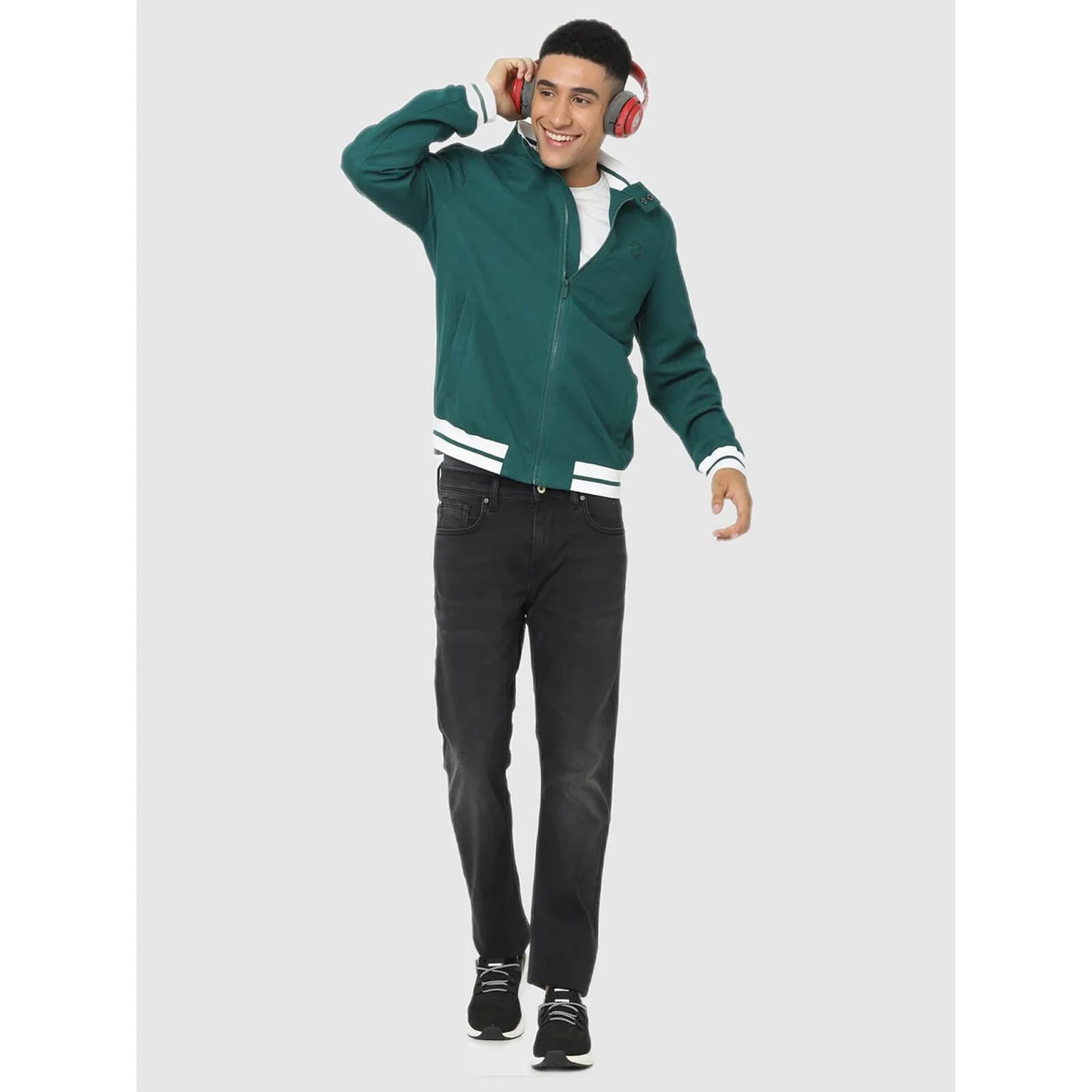 Celio* Solid Regular Fit Cotton Green Jacket