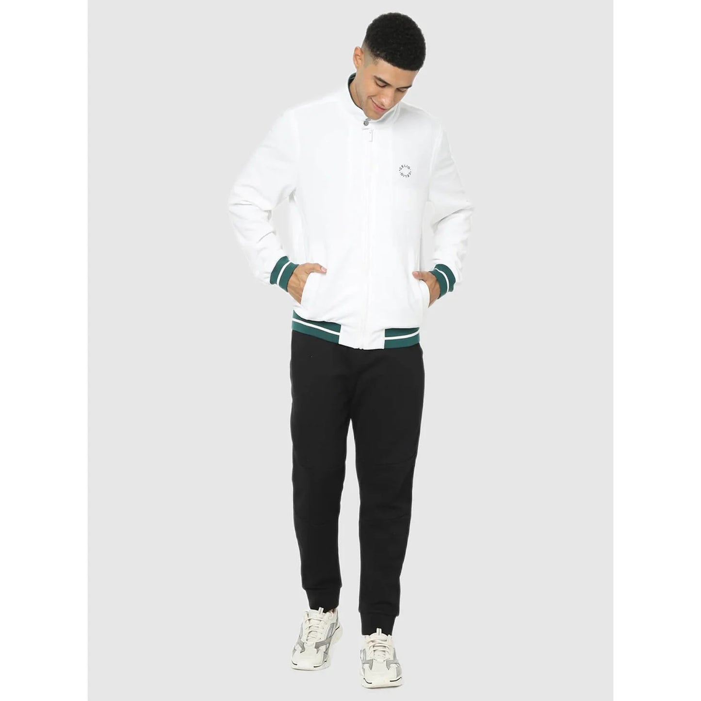 Celio* Solid Regular Fit Cotton White Jacket