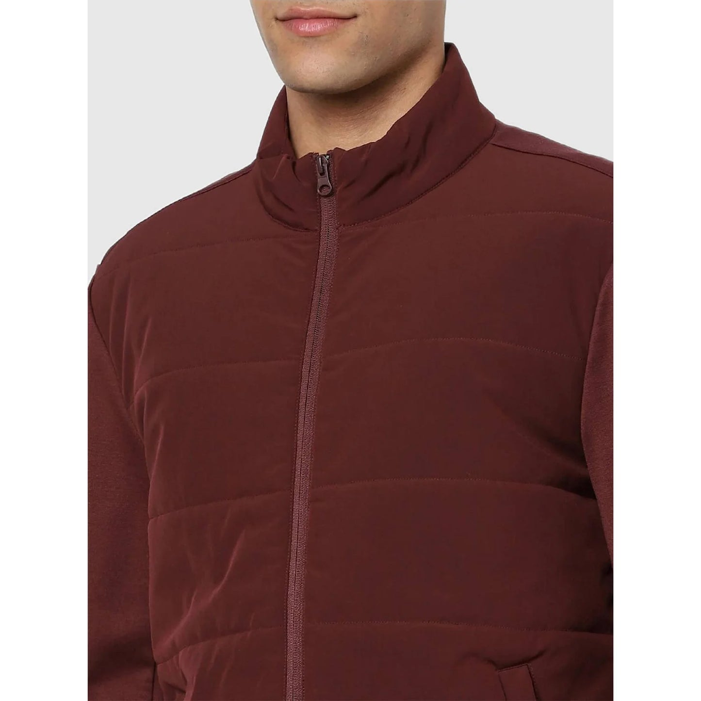 Celio* Solid Regular Fit Polyamide Maroon Jacket