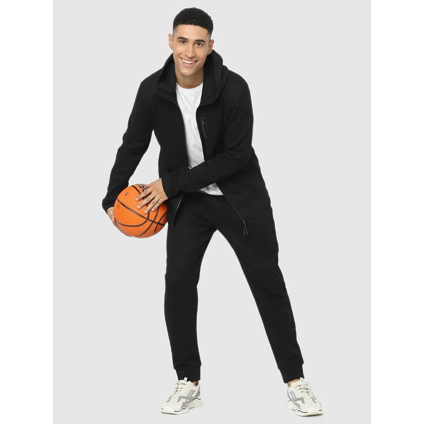 Celio* Solid Regular Fit Cotton-Blend Black Jacket