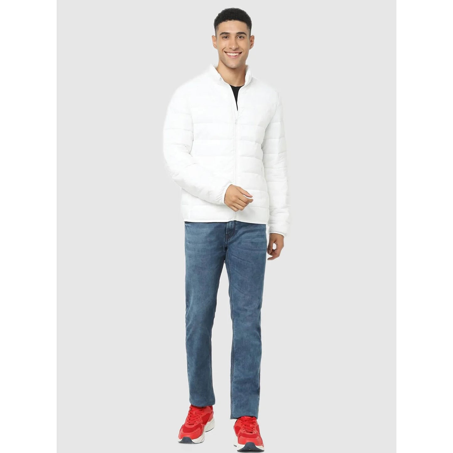 Celio* Solid Regular Fit Polyamide White Jacket