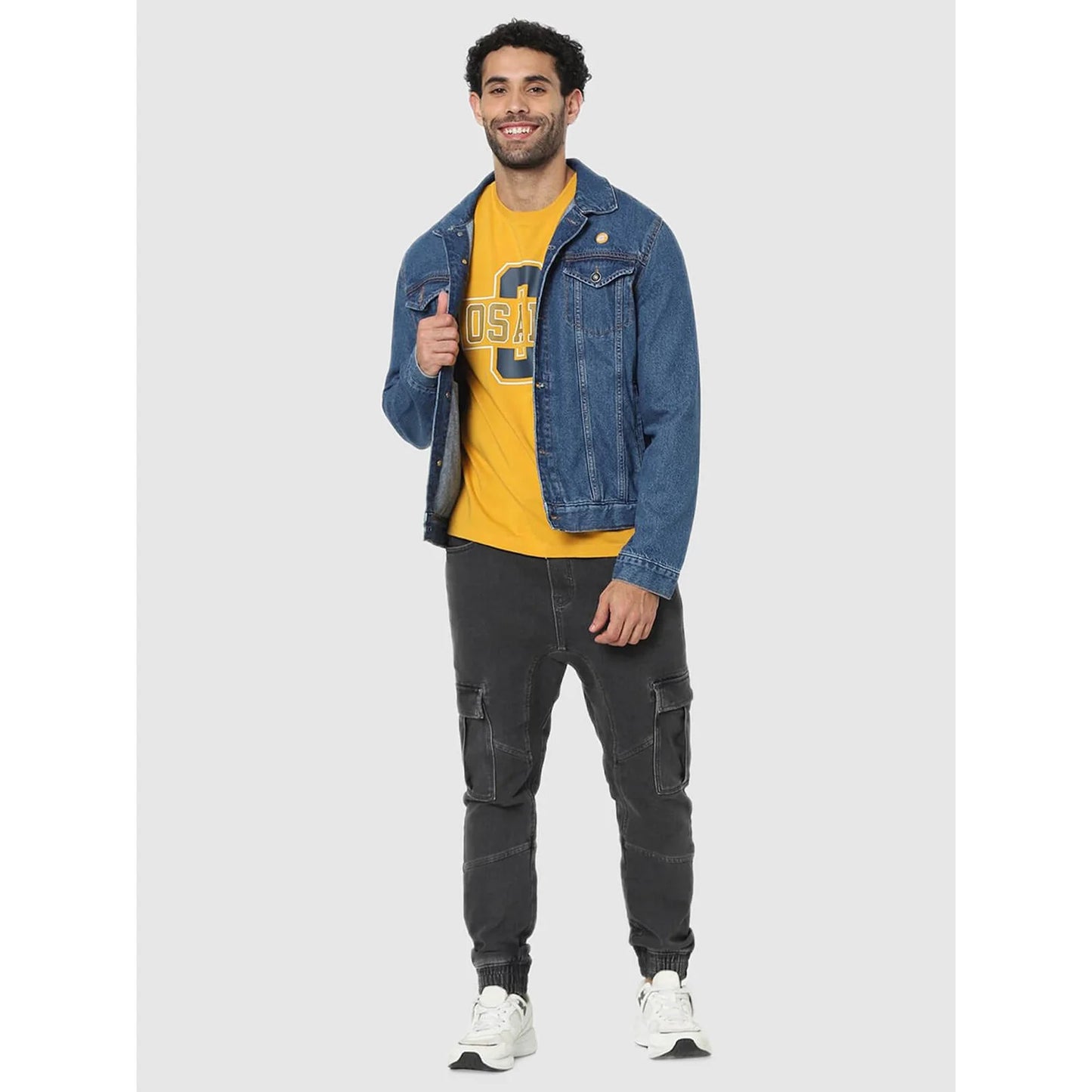 Celio* Graphics Slim Fit Cotton Yellow T-Shirt