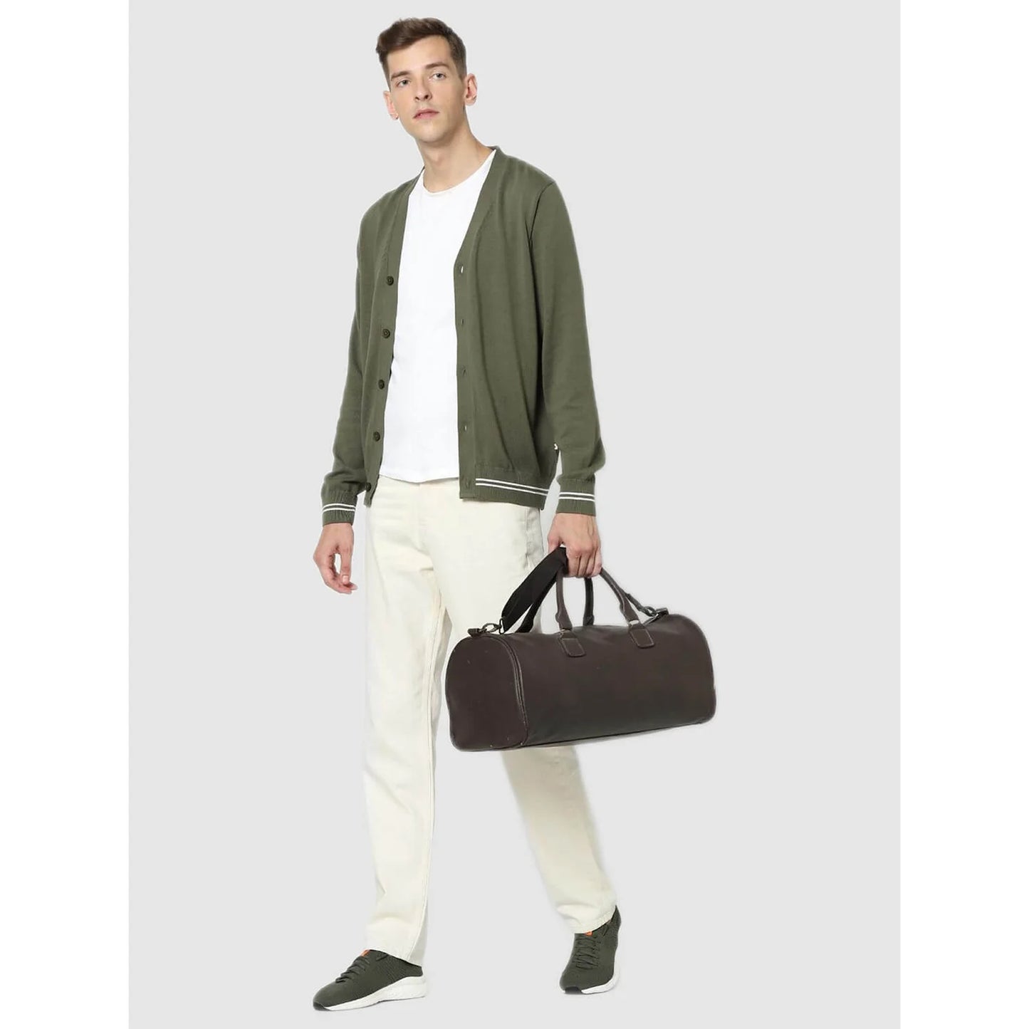 Celio* Solid Regular Fit Cotton Green Sweater