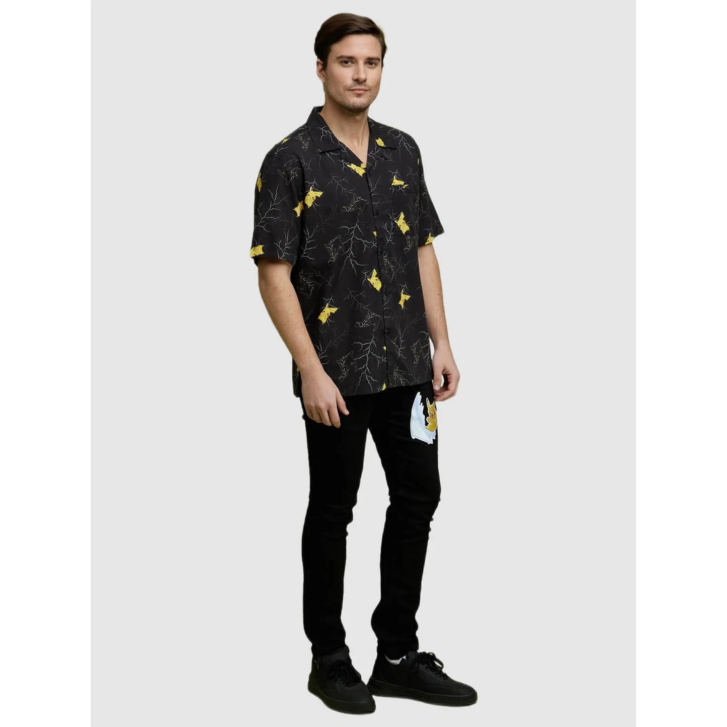 Celio* Pokemon Regular Fit Cotton Black Shirt