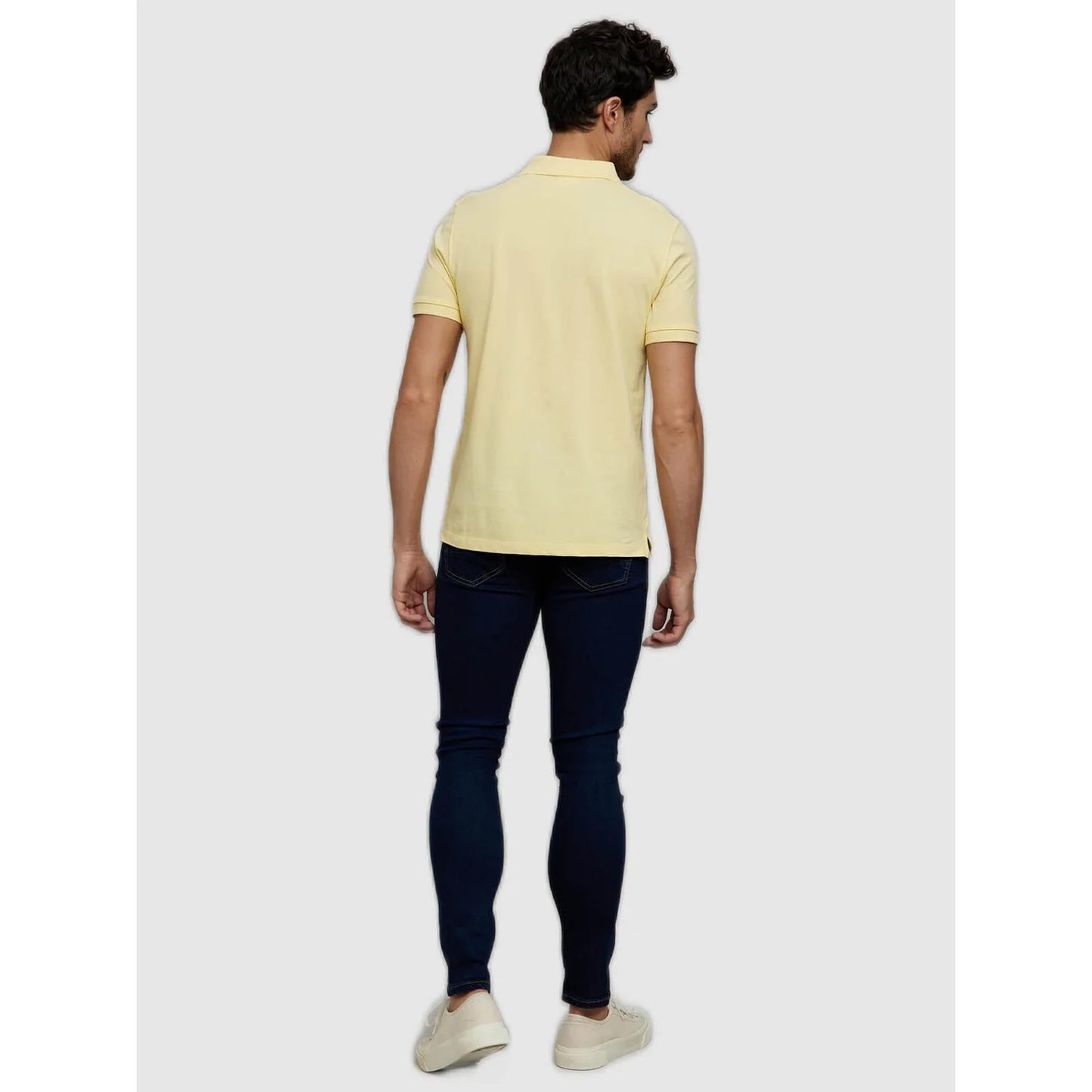 Celio* Solid Slim Fit Cotton Yellow T-Shirt