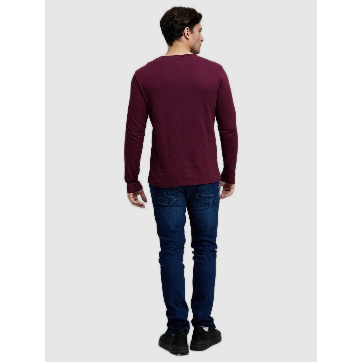 Celio* Solid Regular Fit Cotton Burgundy T-Shirt