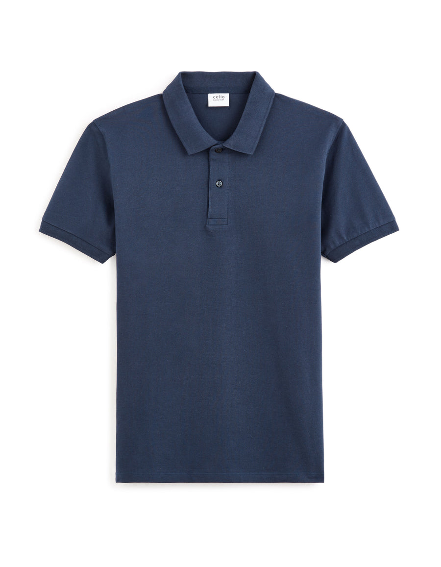 Regular Fit 100% Cotton Polo Collar T-Shirt - Navy Blue