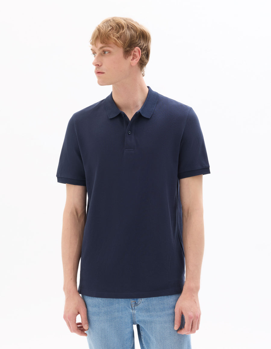 Regular Fit 100% Cotton Polo Collar T-Shirt - Navy Blue