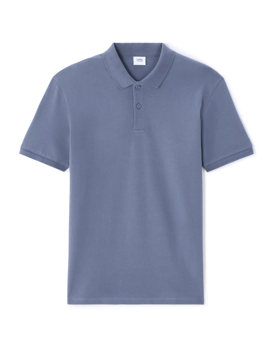 Slim Fit 100% Cotton Polo Collar T-Shirt - Blue