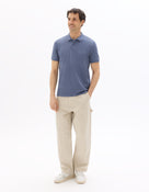 Slim Fit 100% Cotton Polo Collar T-Shirt - Blue
