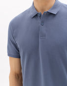 Slim Fit 100% Cotton Polo Collar T-Shirt - Blue