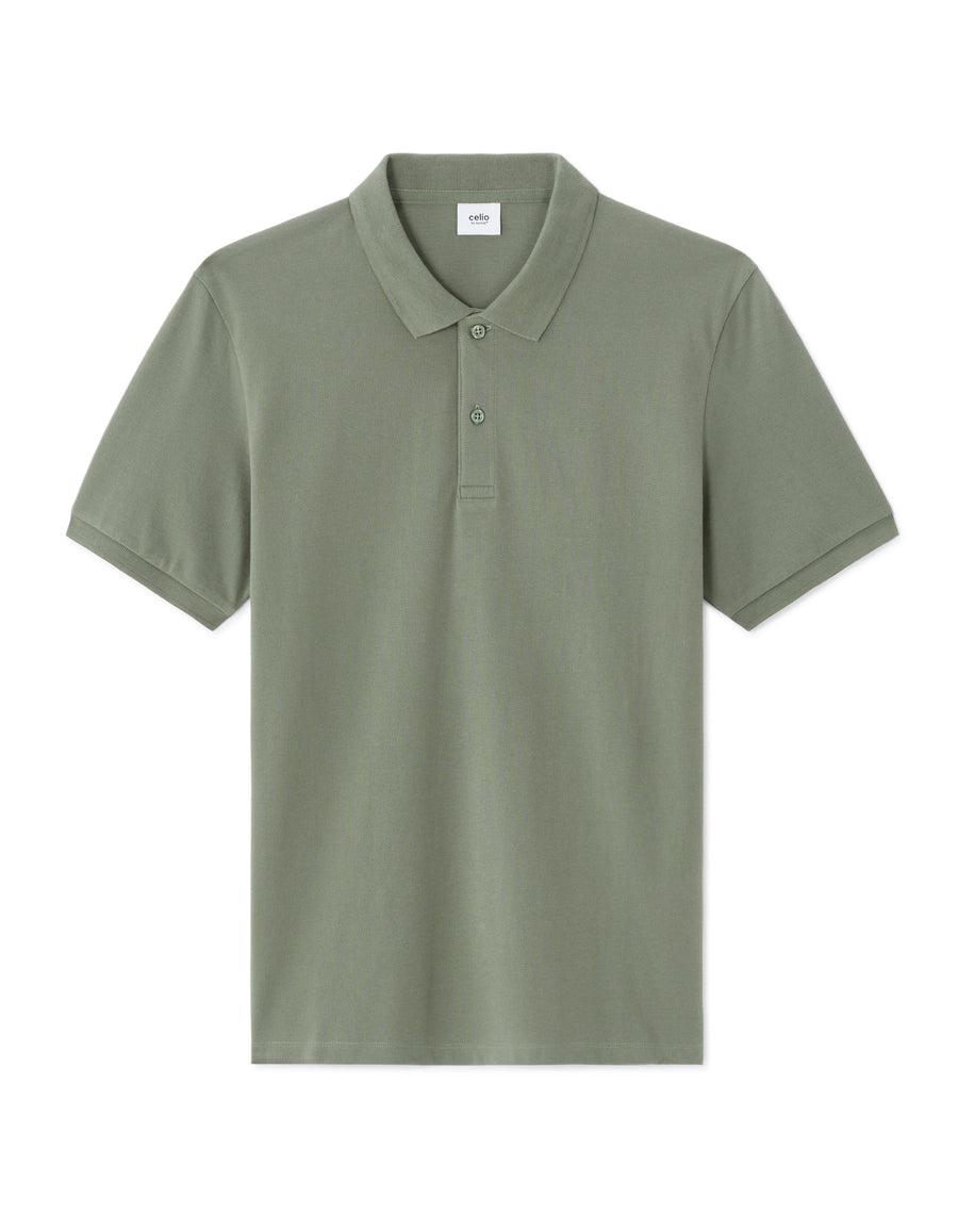 Slim Fit 100% Cotton Polo Collar T-Shirt - Green