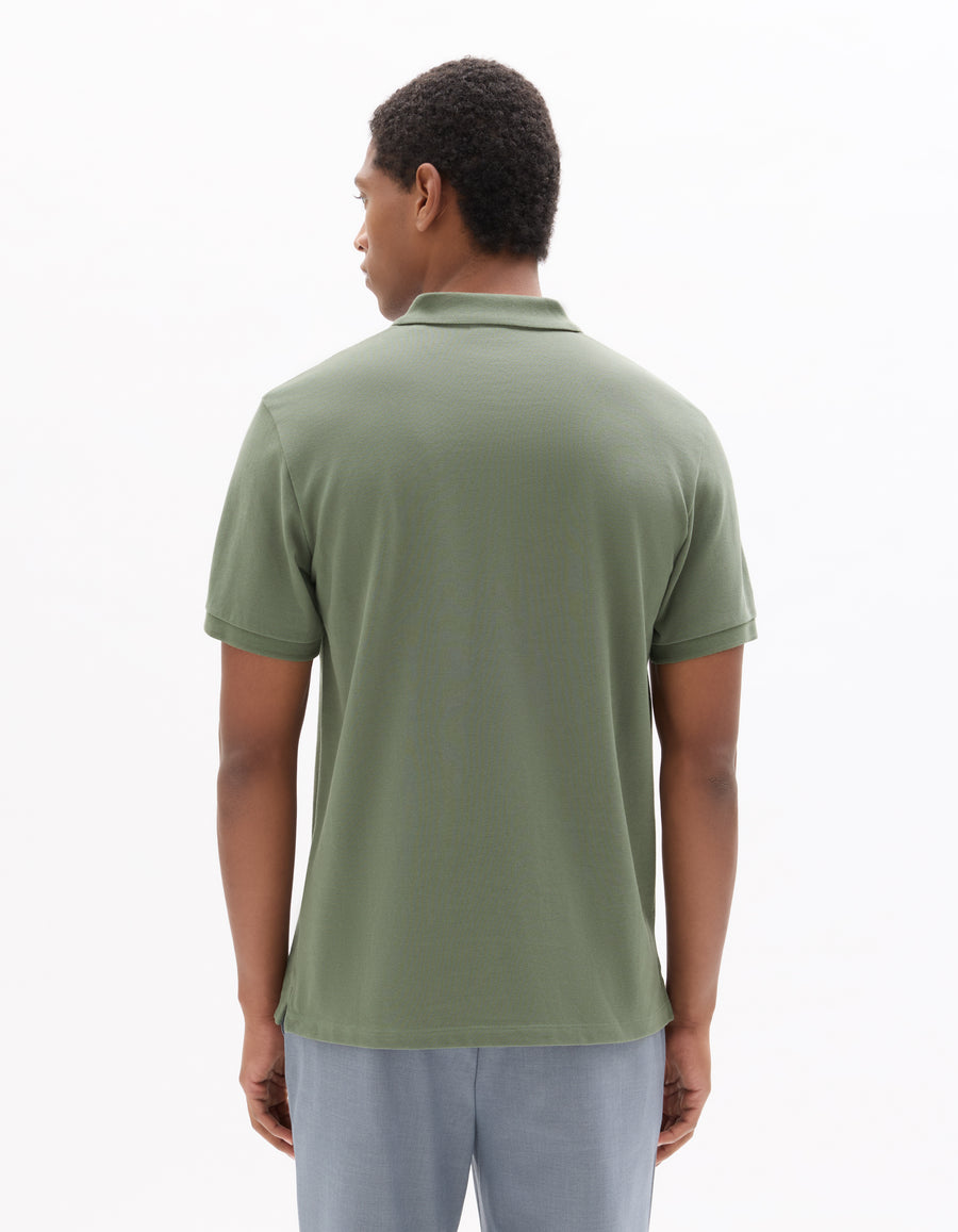 Slim Fit 100% Cotton Polo Collar T-Shirt - Green