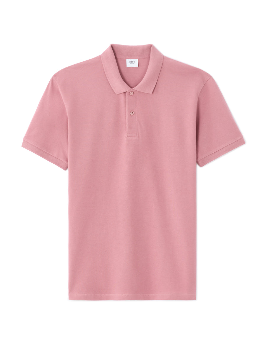 Slim Fit 100% Cotton Polo Collar T-Shirt - Pink