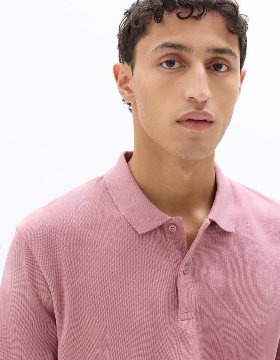 Slim Fit 100% Cotton Polo Collar T-Shirt - Pink