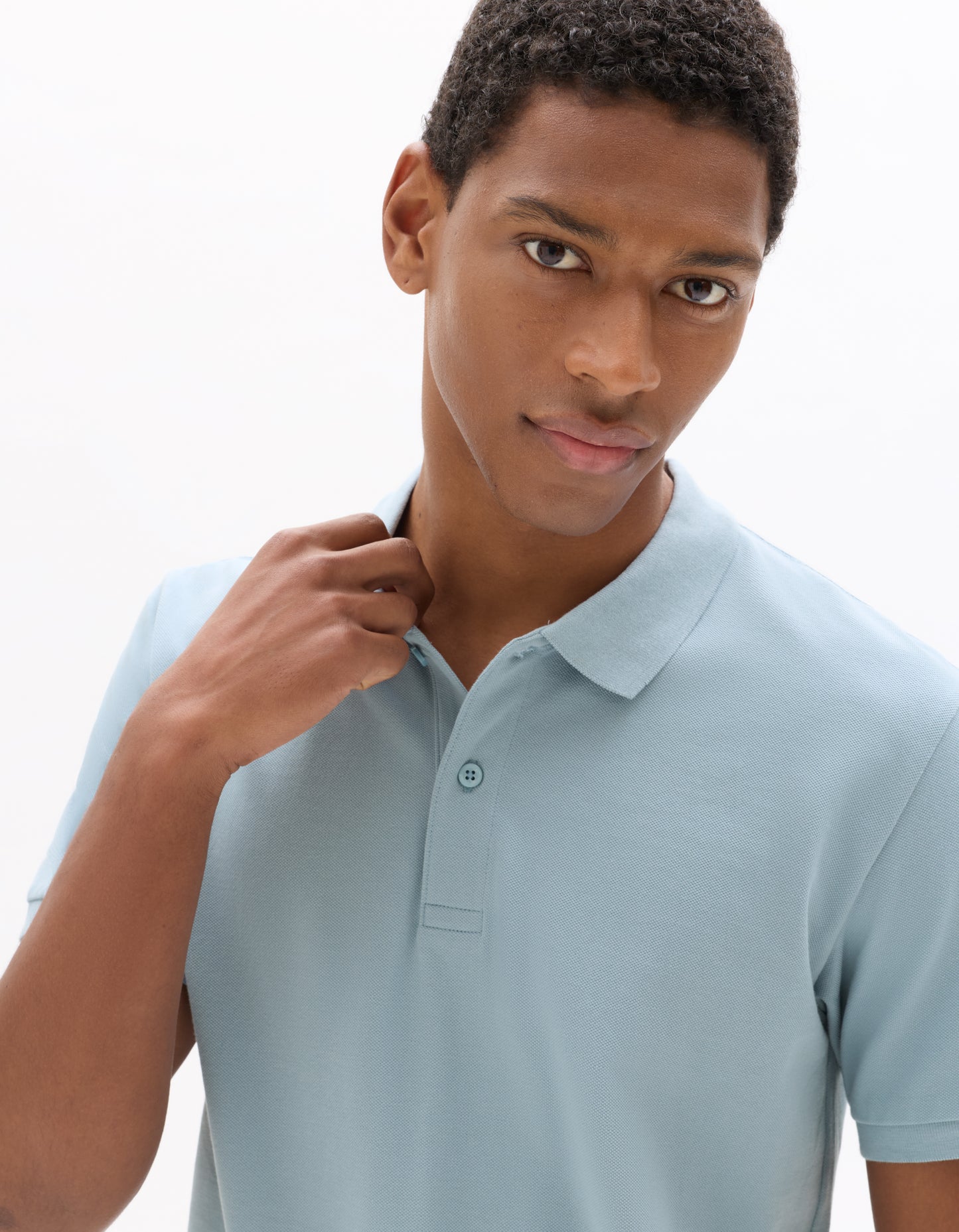 Slim Fit 100% Cotton Polo Collar T-Shirt - Blue