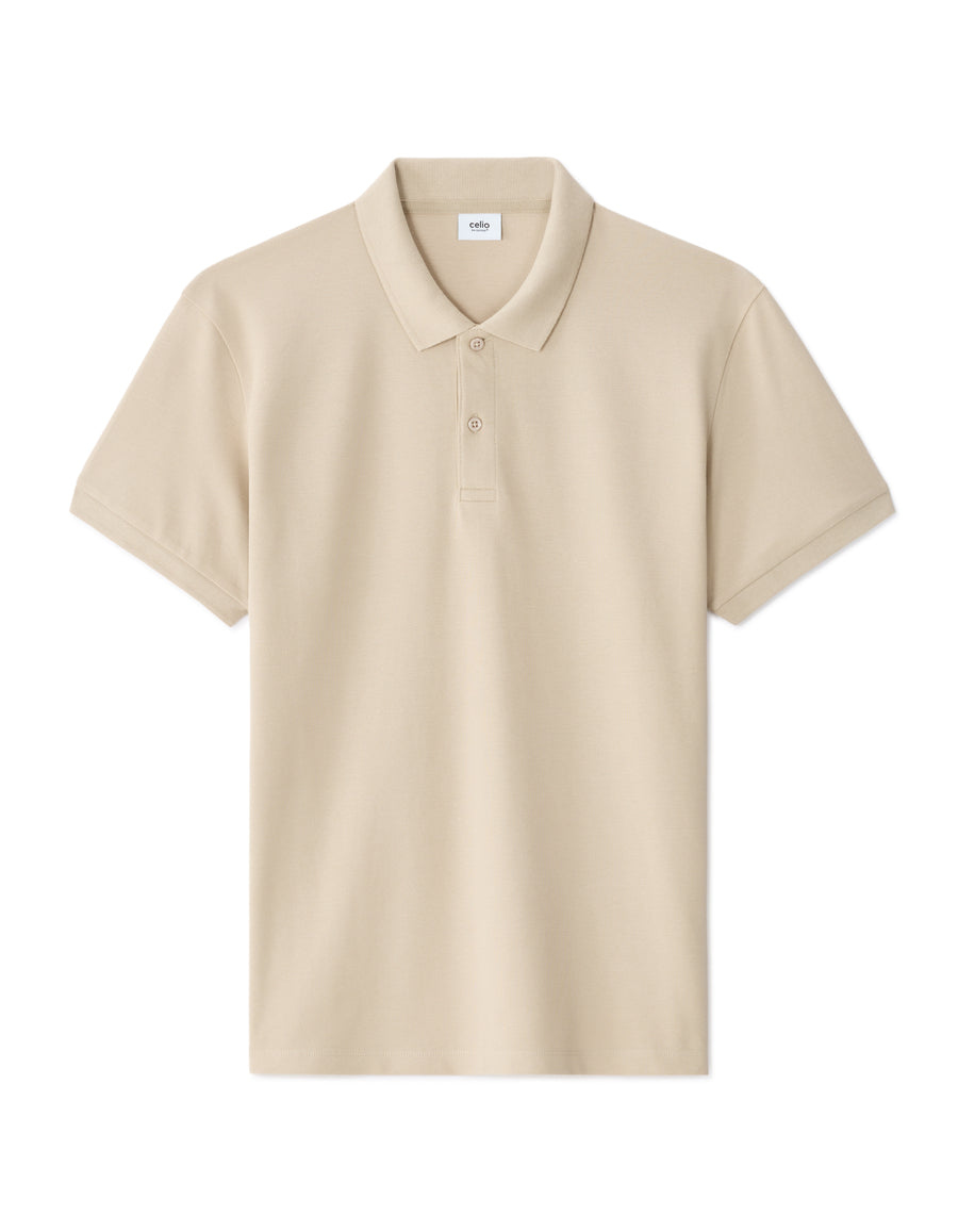 Regular Fit 100% Cotton Polo T-Shirt - Beige