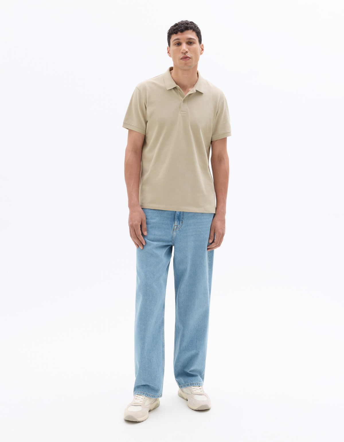 Regular Fit 100% Cotton Polo T-Shirt - Beige