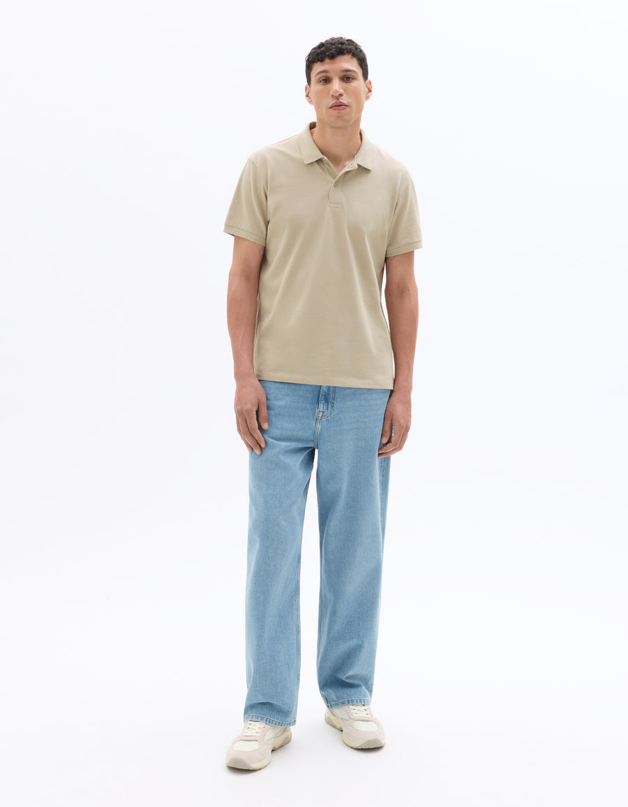 Regular Fit 100% Cotton Polo T-Shirt - Beige