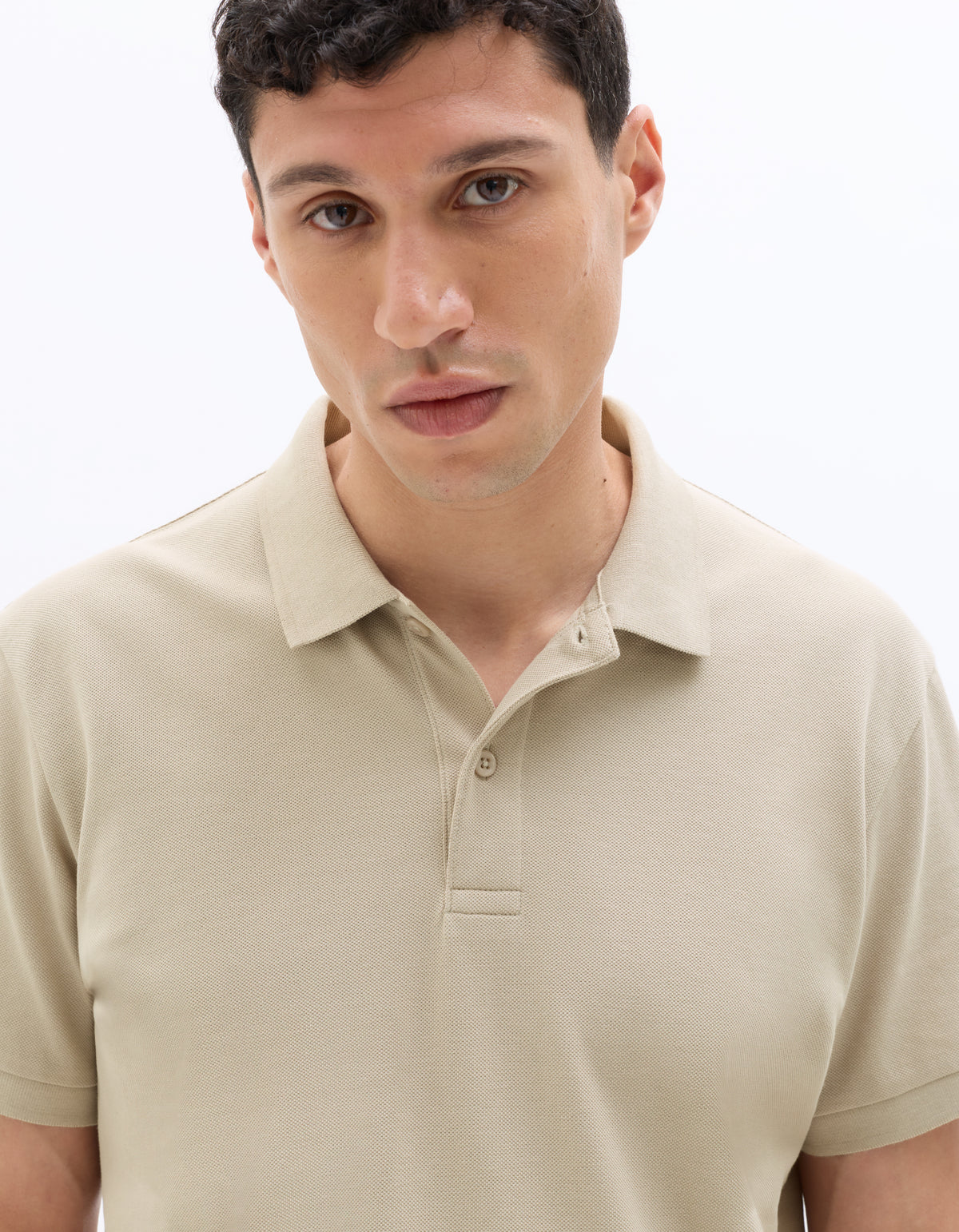 Regular Fit 100% Cotton Polo T-Shirt - Beige
