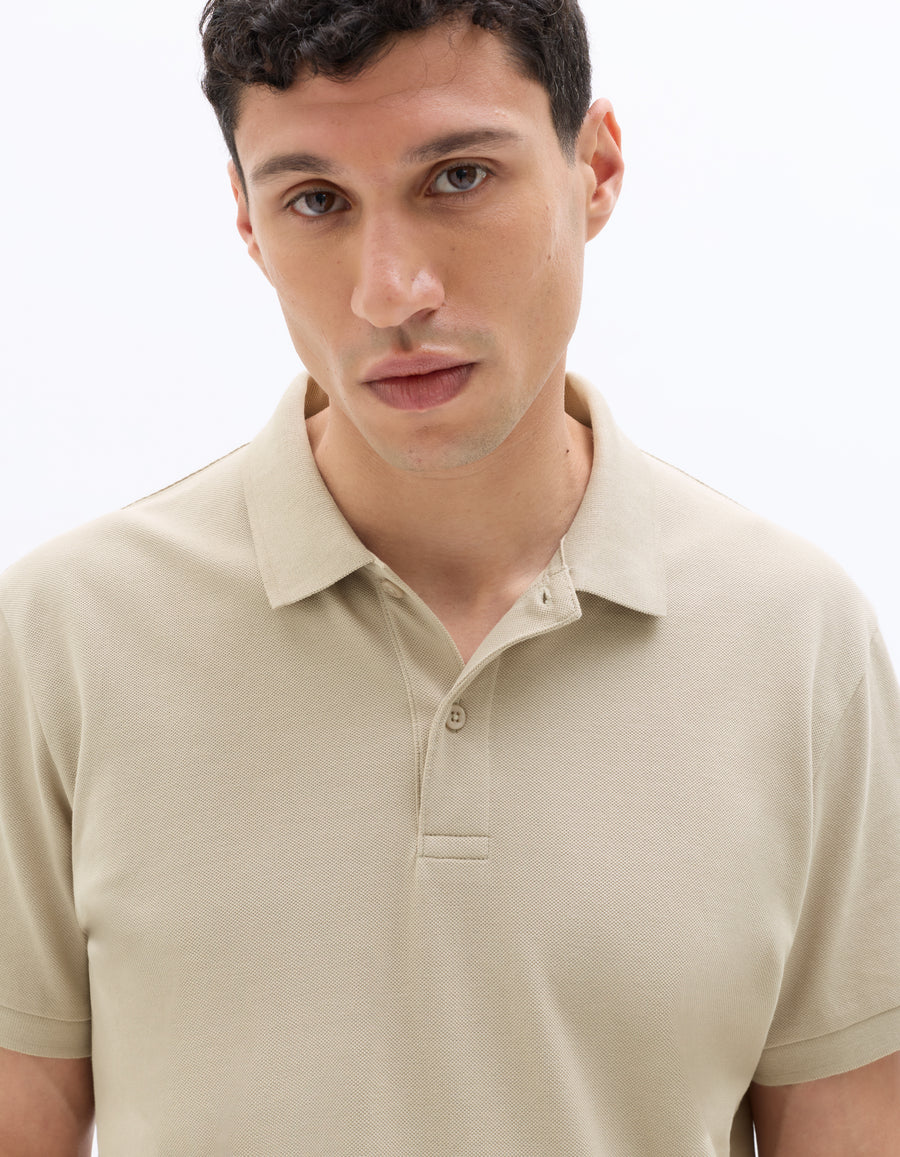 Regular Fit 100% Cotton Polo T-Shirt - Beige