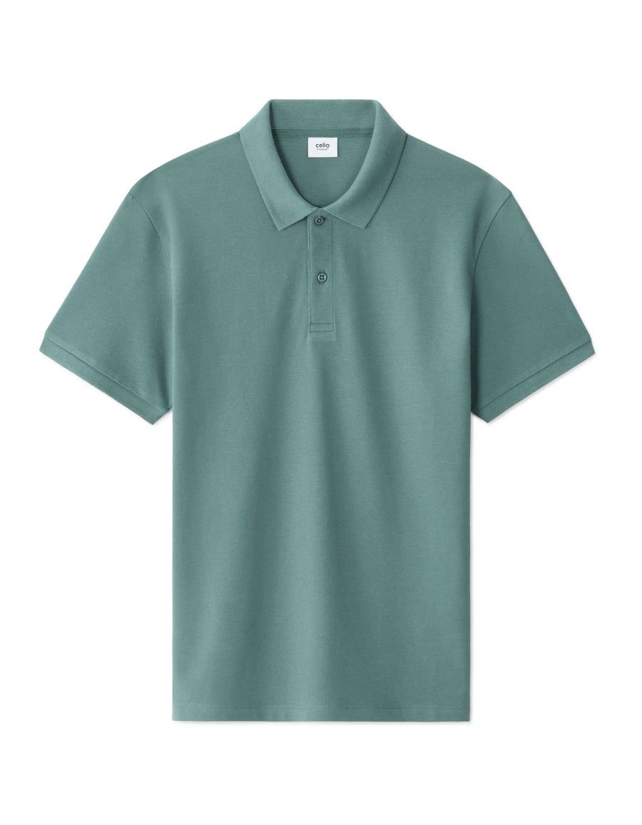 Slim Fit 100% Cotton Polo Collar T-Shirt - Green