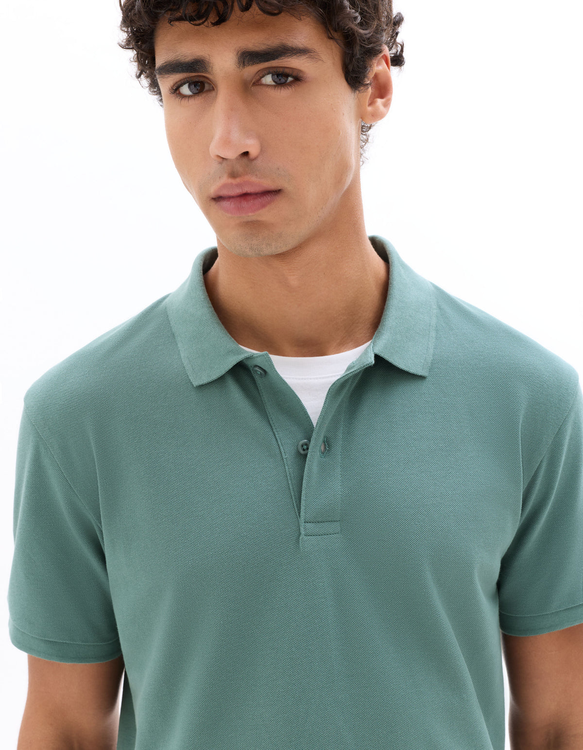 Slim Fit 100% Cotton Polo Collar T-Shirt - Green
