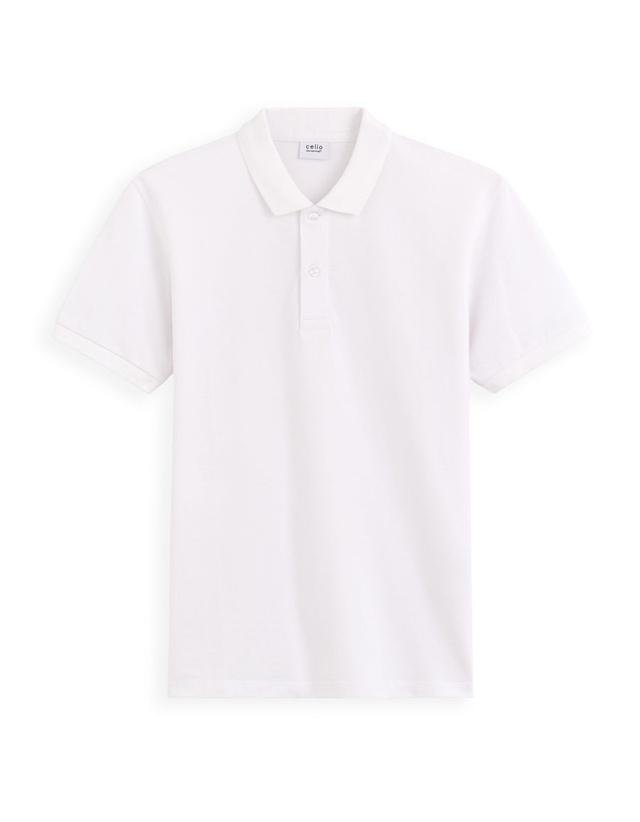 Regular Fit 100% Cotton Solid Polo Collar T Shirts - White
