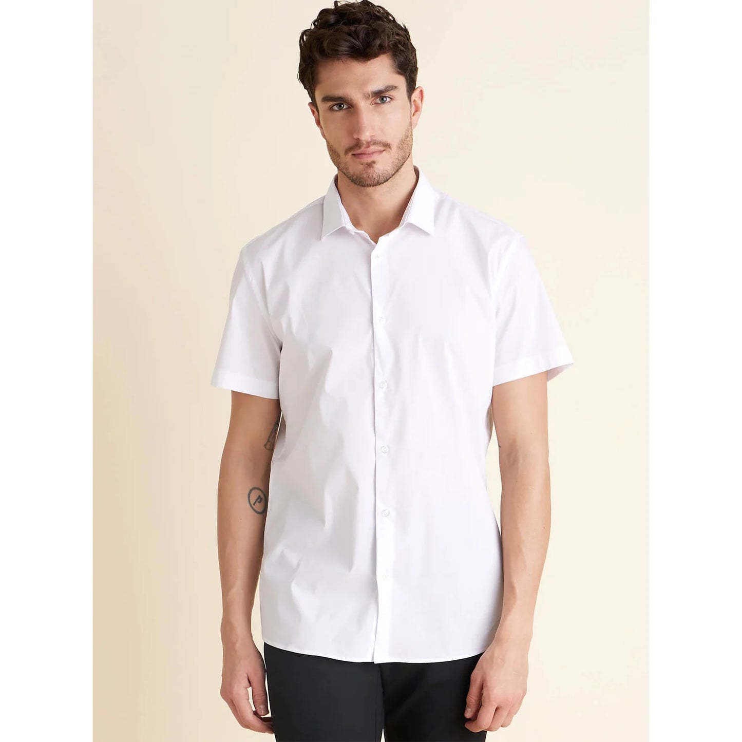 Celio* Solid Regular Fit Cotton White Shirt