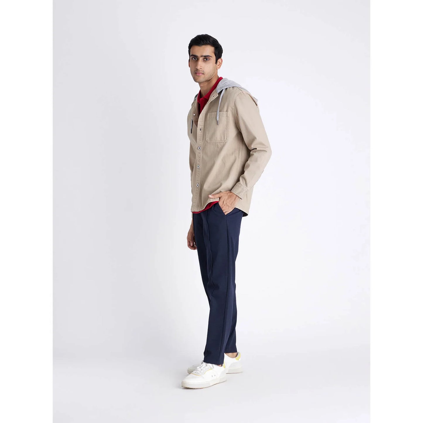 Celio* Solid Regular Fit Cotton Beige Shirt