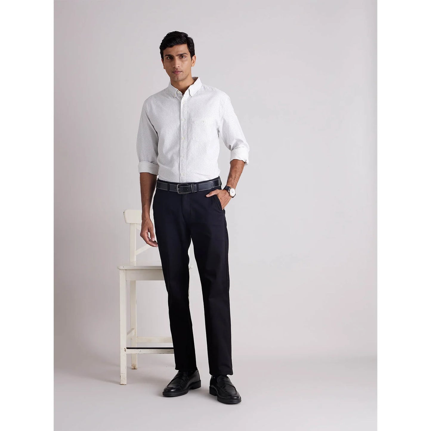 Celio* Solid Regular Fit Cotton White Shirt