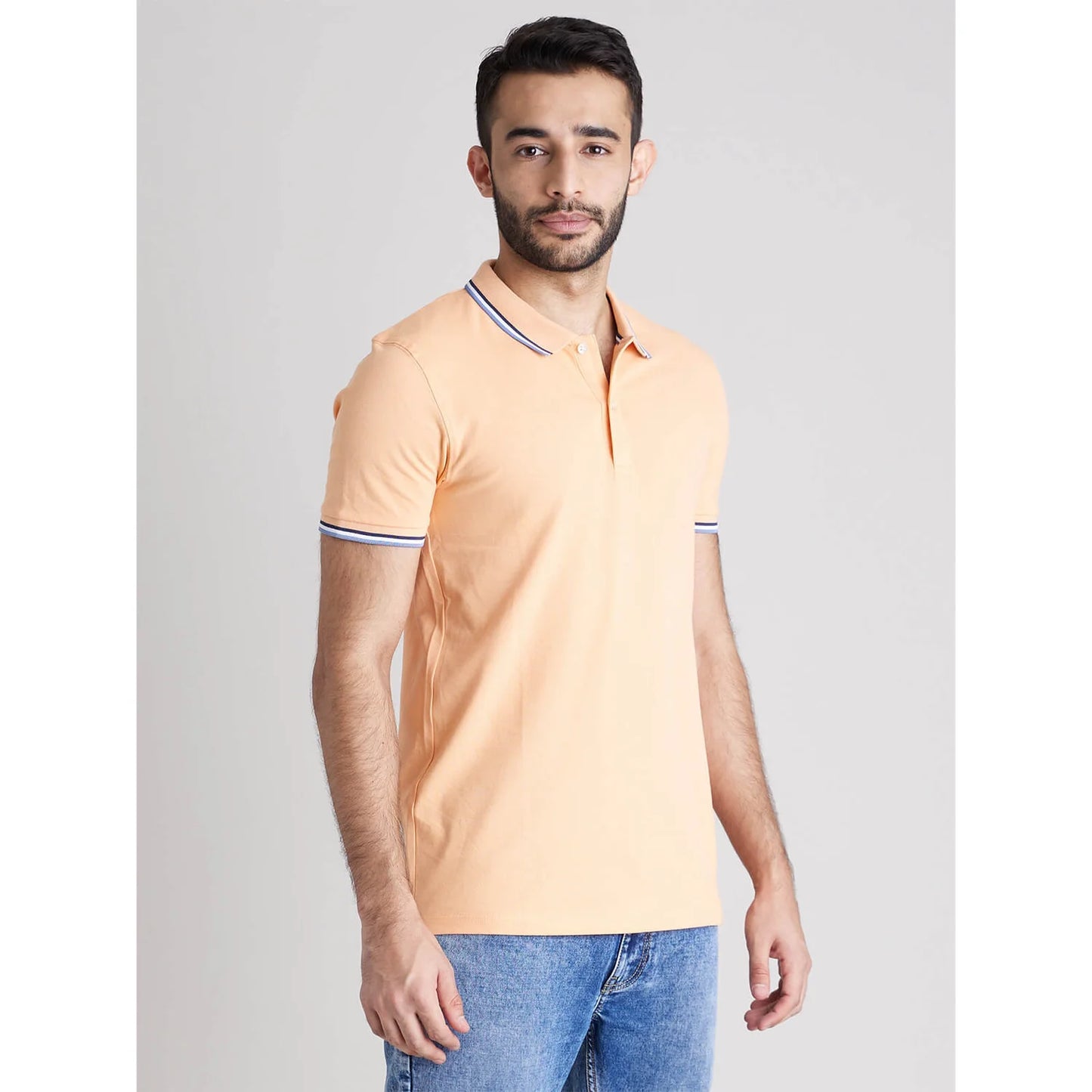 Celio* Solid Regular Fit Cotton Peach T-Shirt