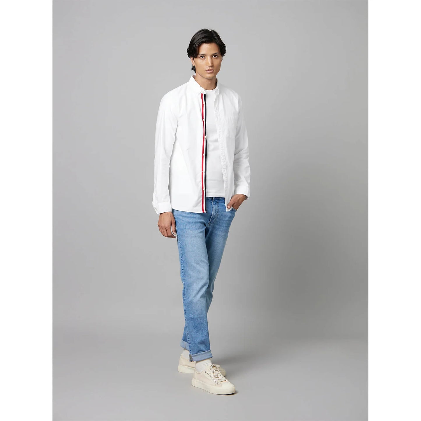 Celio* Solid Regular Fit Cotton White Shirt